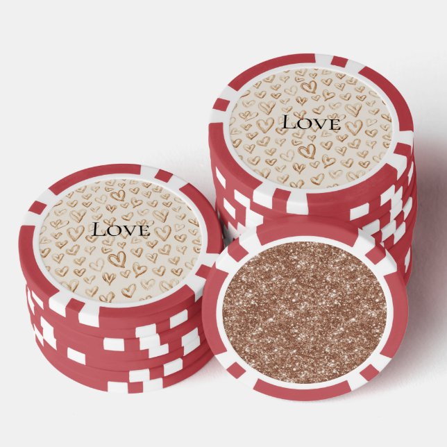 Cream Brown Hearts Valentine's Day Love Poker Chips (Stack)