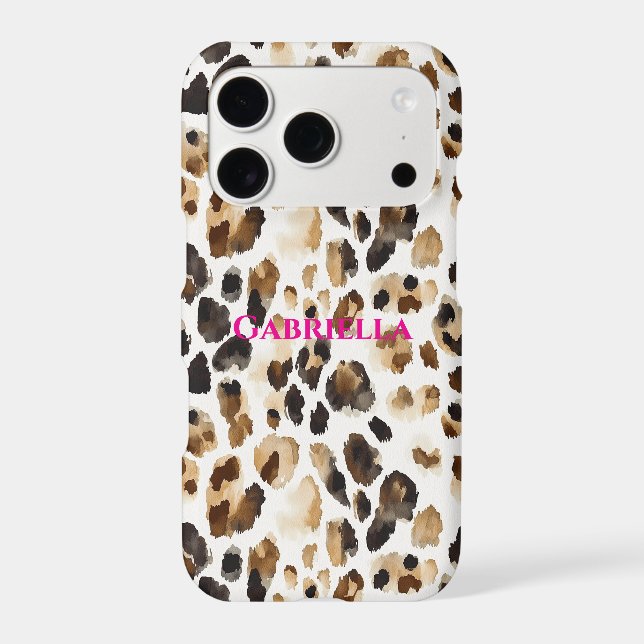 Cream Brown Leopard Animal Print iPhone Case (Back)