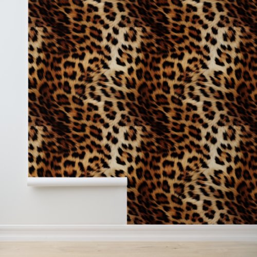 Cream Brown Leopard Animal Print Wallpaper