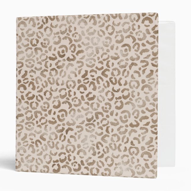 Cream Brown Leopard Print     3 Ring Binder (Front/Inside)