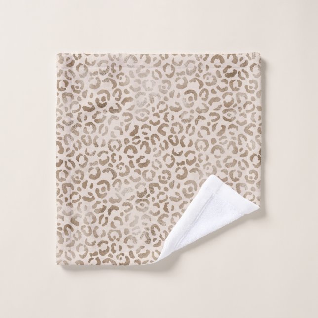 Cream Brown Leopard Print     Bath Towel Set