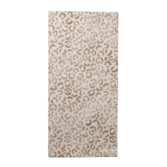 Cream Brown Leopard Print        Cloth Napkin (Half Fold)