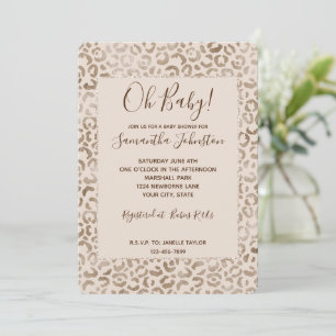 Cream Brown Leopard Print Invitation