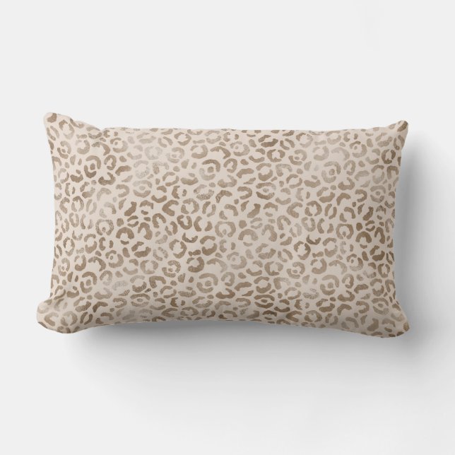 Cream Brown Leopard Print         Lumbar Pillow (Front)