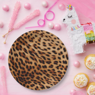 Cream Brown Leopard Print Paper Plates