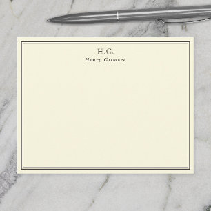 Cream & Brown Monogrammed Note Card