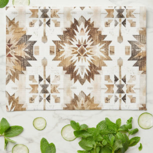 Cream Brown Native Tribal Kitchen Towel