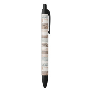 Cream Brown Pale Blue Stripes Pen
