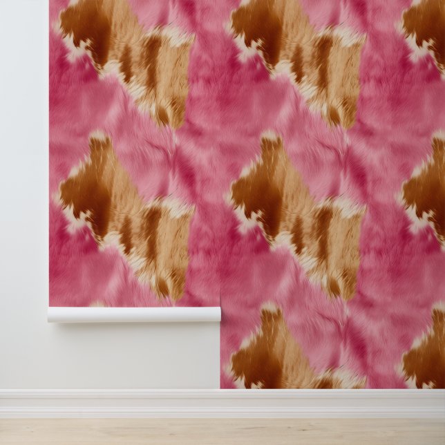 Cream Brown Pink Cowhide Wallpaper (Application)
