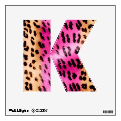 Cream Brown Pink Leopard Letter Wall Decal