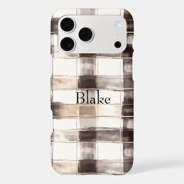 Cream Brown Plaid Stripes   Case-Mate iPhone Case (Back)