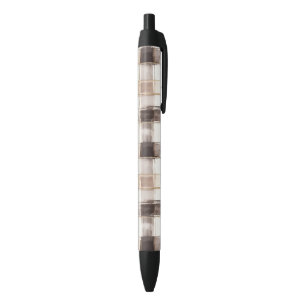 Cream Brown Plaid Stripes Pen