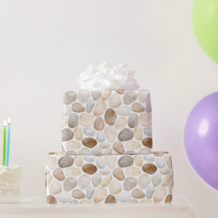 Cream Brown Rocks Birthday Wrapping Paper
