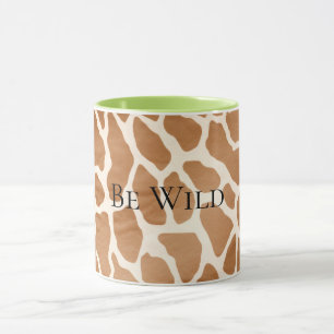 Cream Brown Safari Giraffe Animal Print Mug