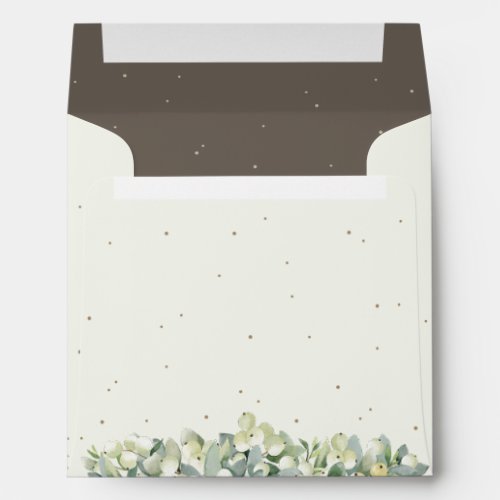 CreamBrown SnowberryEucalyptus Wedding Square Envelope