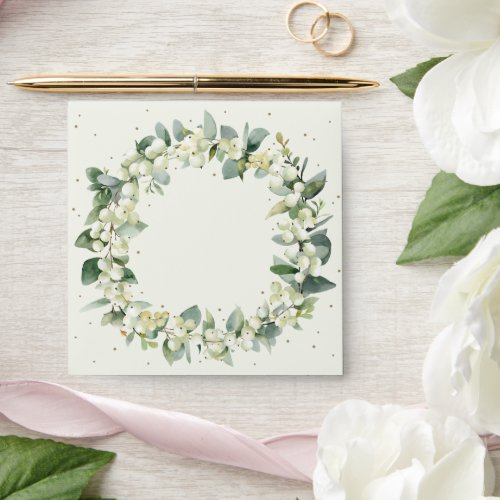 CreamBrown SnowberryEucalyptus Wreath Square Envelope