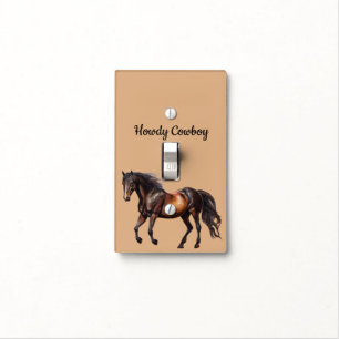 Cream Brown Southwest Horse Light Switch Cover