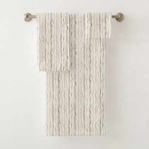 Cream Brown Stripes Bath Towel Set