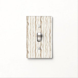 Cream Brown Stripes Light Switch Cover