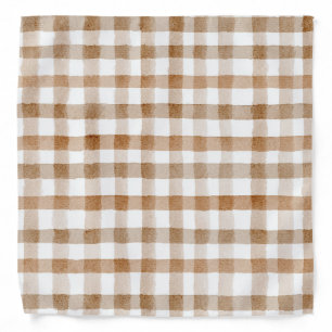 Cream Brown Stripes Tan Plaid Bandana
