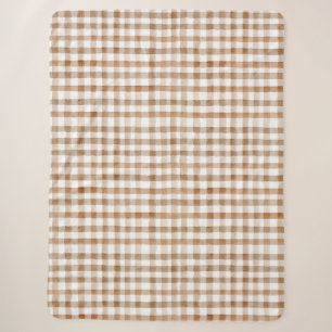 Cream Brown Stripes Tan Plaid Sherpa Blanket