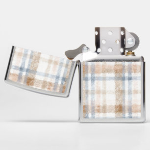 Cream Brown Tan Blue Stripes Zippo Lighter