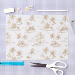 Cream Brown Tropical Island Palm Trees Wedding Tissue Paper