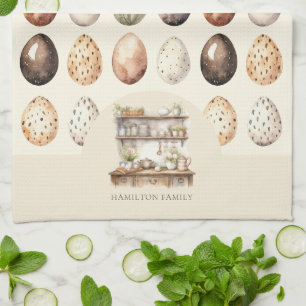 Cream & Brown Vintage Kitchen Family Name Towel
