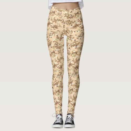 Cream Brown  White Camouflage Leggings