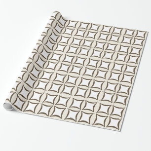 Cream Brown White Shapes Pattern Wrapping Paper