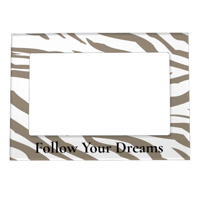 Cream Brown White Zebra Print Magnetic Frame (Front)