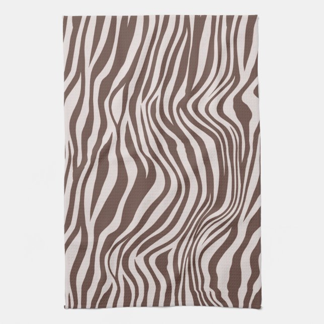 Cream Brown Zebra Print Kitchen Towel (Vertical)