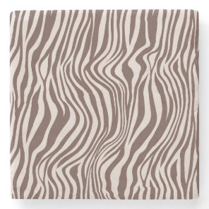 Cream Brown Zebra Print Stone Coaster