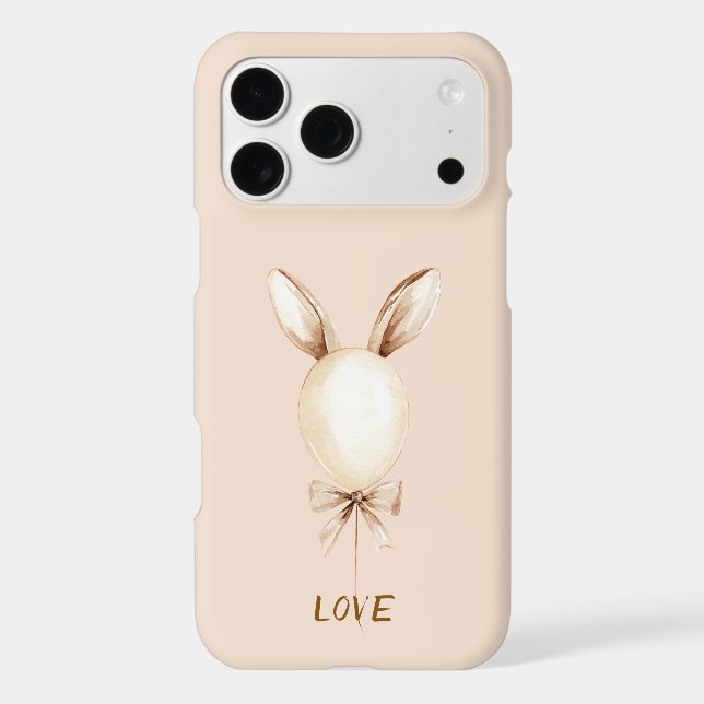 Cream Bunny Ears Balloon   iPhone Case (Back)