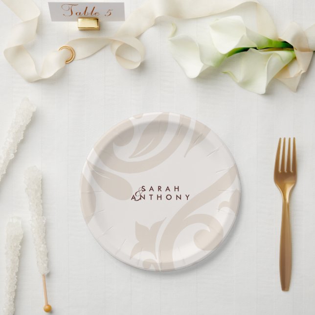 Cream Burgundy Elegant Classic Wedding Plates (Wedding)