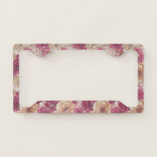 Cream Burgundy Floral Sparkle License Plate Frame