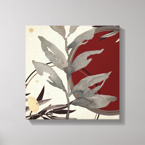 Cream Burgundy  Gray Artistic Abstract Watercolor Canvas Print