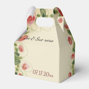 Cream Burgundy Green And Pink Favor Boxes
