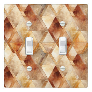 Cream Burgundy Red Gold Triangles Christmas Light Switch Cover