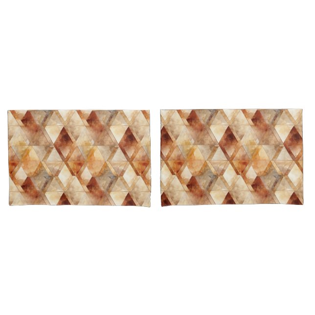 Cream Burgundy Red Gold Triangles Christmas Pillow Case (Front-Set)