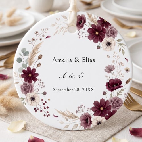 Cream Burgundy Wedding Anemone Blooms Favor Tags
