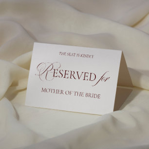 Cream & Burgundy Wedding Reserved Place Card