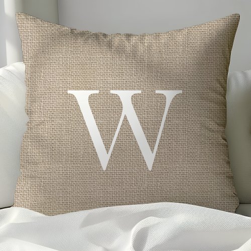 Cream Burlap Custom Monogrammed Throw Pillows