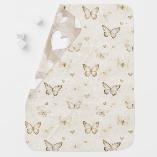 Cream Butterflies Hearts Baby Shower