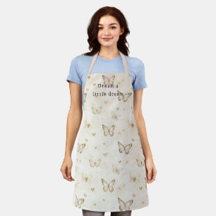 Cream Butterflies Hearts Bridal Shower Apron