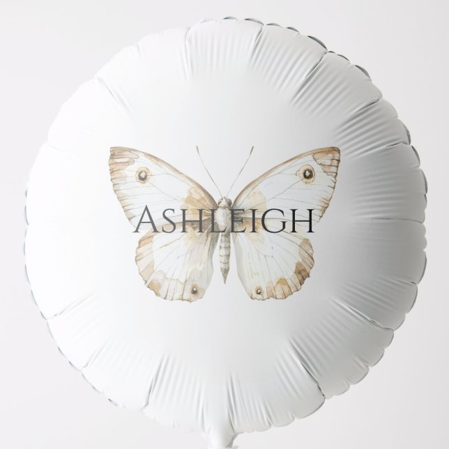 Cream Butterfly Birthday Balloon (Front)