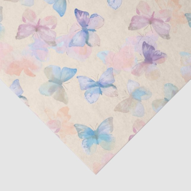 Cream Butterfly Decoupage  Tissue Paper (Detail)