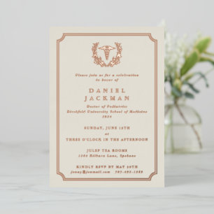 Cream Caduceus+Laurel Medical School Graduation Foil Invitation