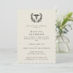 Cream Caduceus+Laurel Medical School Graduation Invitation