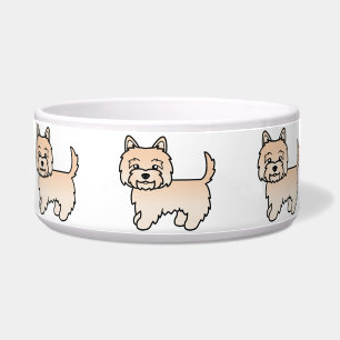 Cream Cairn Terrier Cartoon Dog Illustration Bowl